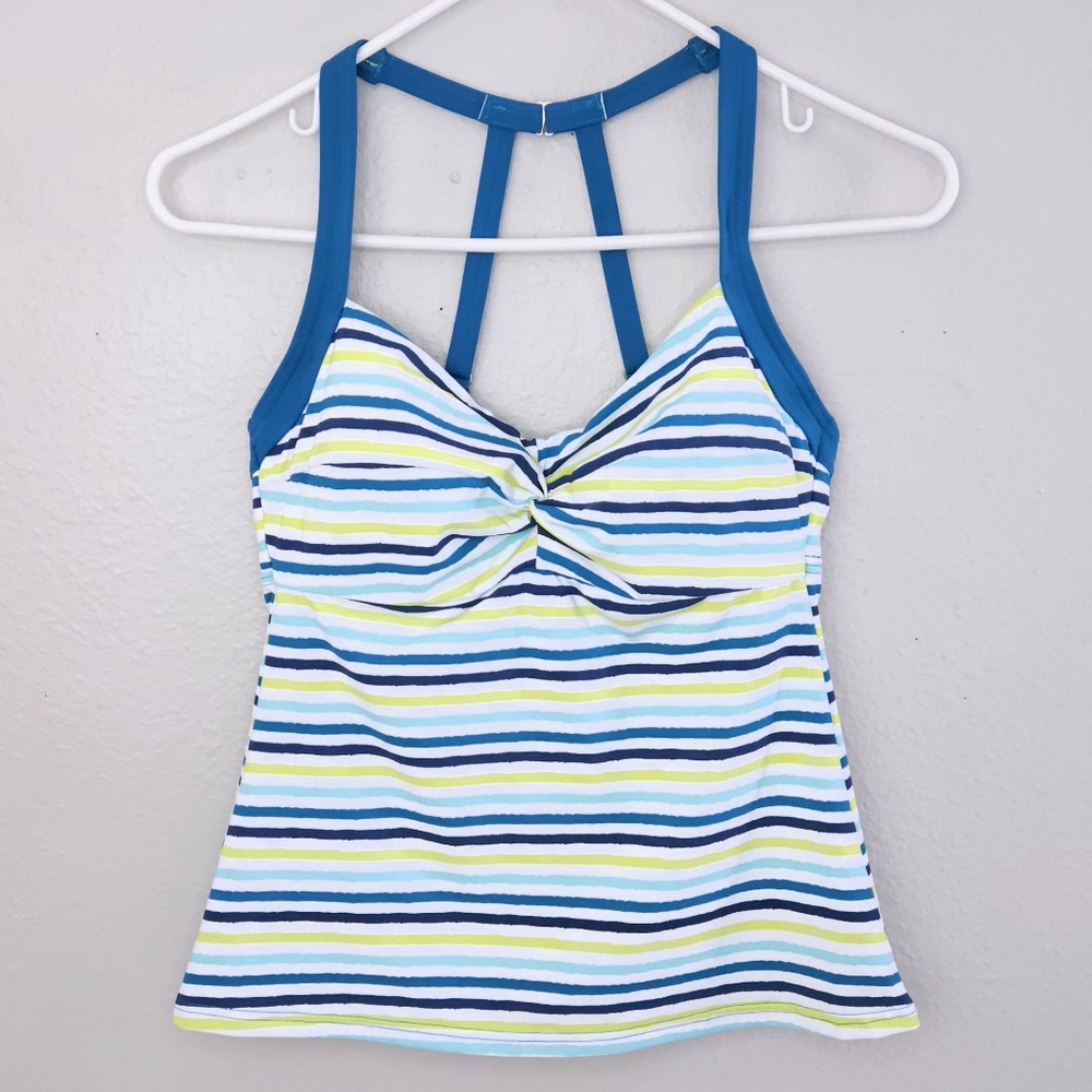 New! TITLE NINE Pele Tankini Striped Swim Tank Top 36C